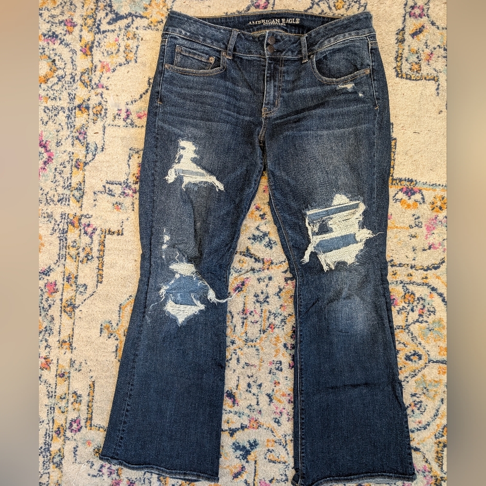 American Eagle Distressed Artist Flare Jeans - 14 R